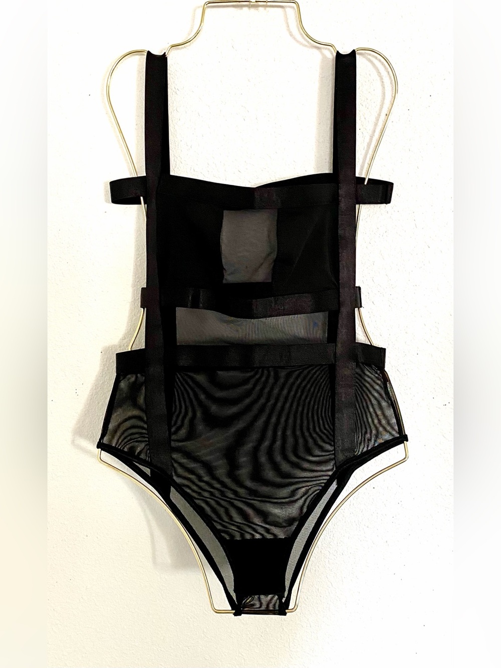 Hollow Out Strap Black Party Club
Bodysuit Black Strappy Mesh Cutout One-Piece